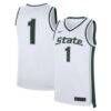 Michigan State Spartans Nike #1 Alternate Replica Basketball Jersey - White - Front View