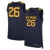 #26 West Virginia Mountaineers Nike Road Replica Basketball Jersey - Navy - Front View