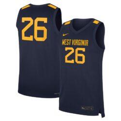#26 West Virginia Mountaineers Nike Road Replica Basketball Jersey - Navy - Front View