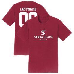 Santa Clara Broncos Unisex Baseball NIL Pick-A-Player Shirsey T-Shirt - - Front View