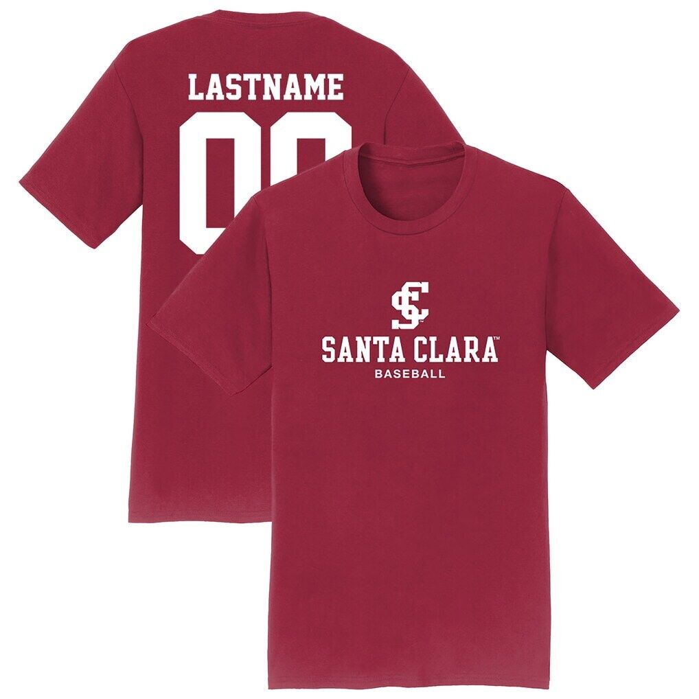 Santa Clara Broncos Unisex Baseball NIL Pick-A-Player Shirsey T-Shirt - Cardinal