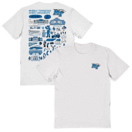 MTSU Blue Raiders Vive La Fete Women's Impressions Artwork Relaxed Fit T-Shirt - White - Front View