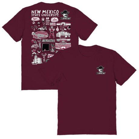 New Mexico State Aggies Vive La Fete Women's Impressions Artwork Relaxed Fit T-Shirt - Maroon - Front View