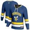 Rochester Yellow Jackets GameDay Greats Hockey Jersey - Blue - Front View