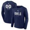 Rice Owls Women's Personalized Name & Number Midfielder V-Neck T-Shirt - Navy - Front View