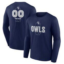Rice Owls Women's Personalized Name & Number Midfielder V-Neck T-Shirt - Navy - Front View