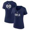 Rice Owls Women's Personalized Name & Number Midfielder V-Neck T-Shirt - Navy - Front View