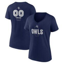 Rice Owls Women's Personalized Name & Number Midfielder V-Neck T-Shirt - Navy - Front View