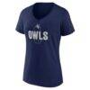 Rice Owls Women's Personalized Name & Number Midfielder V-Neck T-Shirt - Navy - Side View