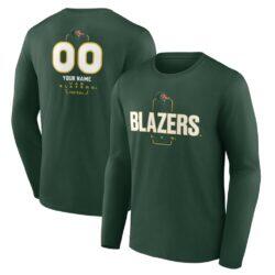 UAB Blazers Personalized Name & Number Midfielder Long Sleeve T-Shirt - Green - Front View