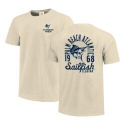 Palm Beach Atlantic Sailfish Comfort Colors Mascot Overlay T-Shirt - Cream - Front View