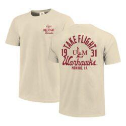 ULM Warhawks Comfort Colors Mascot Overlay T-Shirt - Cream - Front View