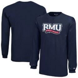 Robert Morris Colonials Champion Youth Long Sleeve Jersey T-Shirt - Navy - Front View