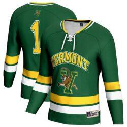 Vermont Catamounts GameDay Greats Unisex Lightweight Men's Hockey Fashion Jersey - Green - Front View
