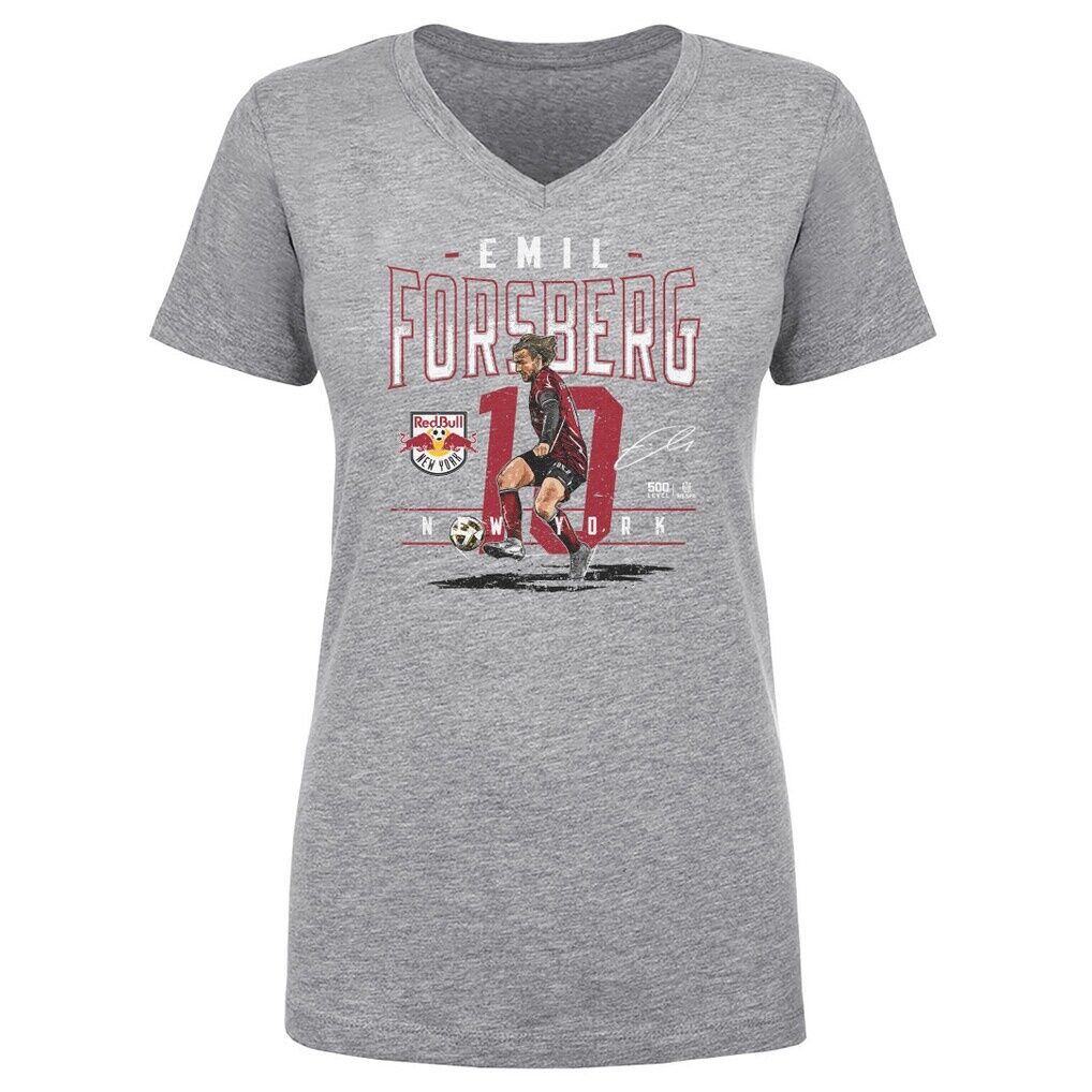 Emil Forsberg New York Red Bulls 500 Level Women's Feature V-Neck T-Shirt - Heather Gray