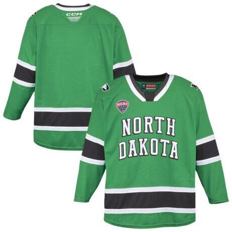 North Dakota CCM Replica Hockey Jersey - Kelly Green - - Front View