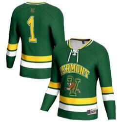 Vermont Catamounts Youth Lightweight Women's Hockey Team Fashion Jersey - Green - Front View
