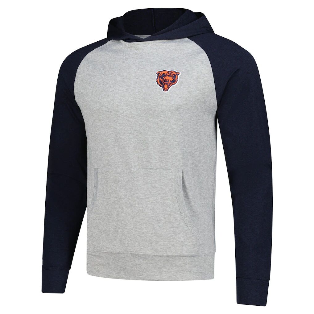 Chicago Bears Antigua Urgent Pullover Hoodie - Heather Gray/Navy