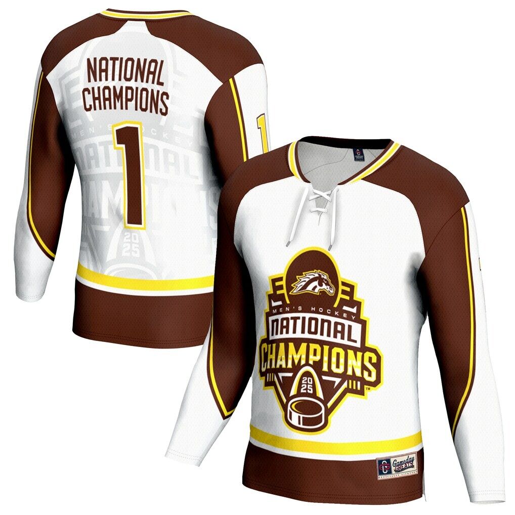 Western Michigan Broncos GameDay Greats Unisex 2025 NCAA Frozen Four Men's Ice Hockey National Champions Commemorative Fashion Jersey