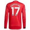 Alejandro Garnacho Manchester United adidas Home 2025/26 Authentic Player Long Sleeve Jersey - Red - Detail View