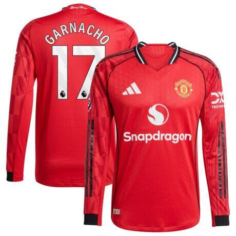 Alejandro Garnacho Manchester United adidas Home 2025/26 Authentic Player Long Sleeve Jersey - Red - Front View