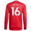 Amad Diallo Manchester United adidas Home 2025/26 Authentic Player Long Sleeve Jersey - Red - Detail View