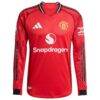 Kobbie Mainoo Manchester United adidas Home 2025/26 Authentic Player Long Sleeve Jersey - Red - Side View