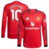Marcus Rashford Manchester United adidas Home 2025/26 Authentic Player Long Sleeve Jersey - Red - Front View