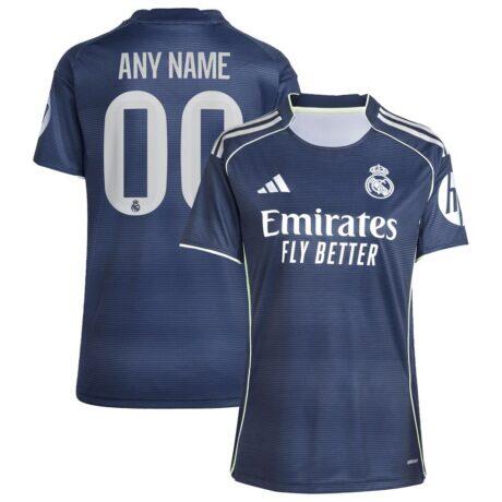 Real Madrid adidas Women's 2025/26 Away Replica Custom Jersey - Blue - Front View