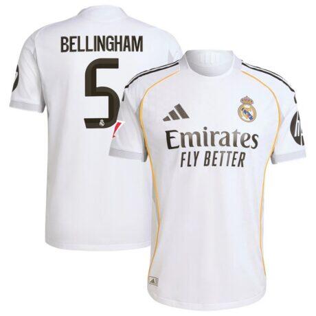 Jude Bellingham Real Madrid adidas 2025/26 Home Authentic Jersey - White - Front View