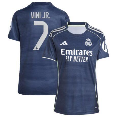 Vini Jr. Real Madrid adidas Women's 2025/26 Away Replica Player Jersey - Blue - Front View
