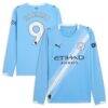 Erling Haaland Manchester City Puma 2025/26 Home Replica Long Sleeve Player Jersey - - Front View