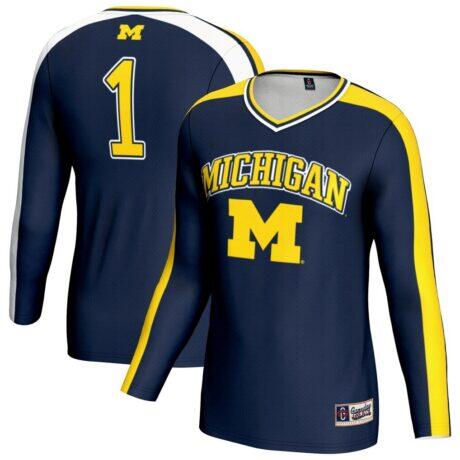 Michigan Wolverines GameDay Greats Youth #1 Lightweight Volleyball Fashion Jersey - Navy - Front View