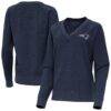 New England Patriots Antigua Women's Varsity Tri-Blend V-Neck Long Sleeve T-Shirt - - Front View