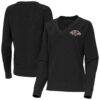 Baltimore Ravens Antigua Women's Varsity Tri-Blend V-Neck Long Sleeve T-Shirt - - Front View