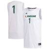 #1 Miami Hurricanes adidas Replica Basketball Jersey - White - Front View