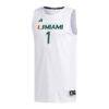 #1 Miami Hurricanes adidas Replica Basketball Jersey - White - Side View