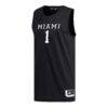 #1 Miami University RedHawks adidas Replica Basketball Jersey - Black - Side View