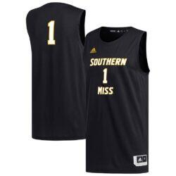#1 Southern Miss Golden Eagles adidas Replica Basketball Jersey - Black - Front View
