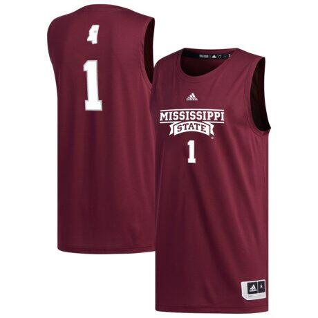#1 Mississippi State Bulldogs adidas Replica Basketball Jersey - - Front View