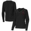 Arkansas Razorbacks Antigua Women's Varsity V-Neck Tri-Blend Pullover Sweatshirt - - Front View