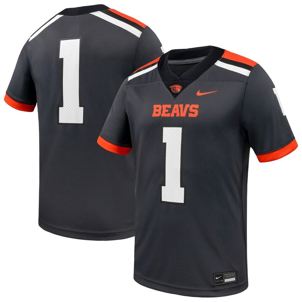 #1 Oregon State Beavers Nike  Game Football Jersey - Anthracite