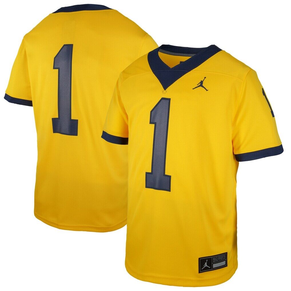 #1 Michigan Wolverines Jordan Brand Youth  Untouchable Replica Game Jersey - Maize