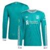 Liverpool adidas 2025/26 Third Authentic Long Sleeve Jersey - Green - Front View