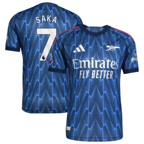 Bukayo Saka Arsenal adidas 2025/26 Away Authentic Player Jersey - Blue - Front View