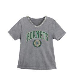Sacramento State Hornets Gameday Couture Women's Iconic Edge Rhinestone V-Neck T-Shirt - Gray - Front View