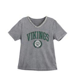 Portland State Vikings Gameday Couture Women's Iconic Edge Rhinestone V-Neck T-Shirt - Gray - Front View