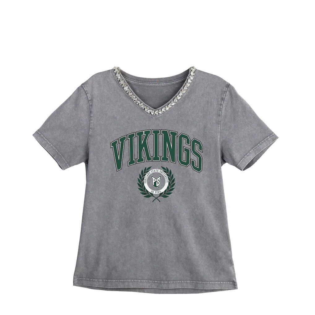 Portland State Vikings Gameday Couture Women's Iconic Edge Rhinestone V-Neck T-Shirt