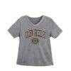 Oakland Golden Grizzlies Gameday Couture Women's Iconic Edge Rhinestone V-Neck T-Shirt - Gray - Front View