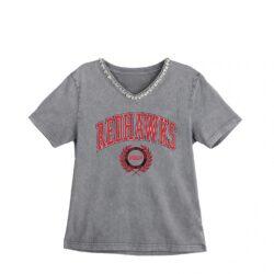 SEMO Redhawks Gameday Couture Women's Iconic Edge Rhinestone V-Neck T-Shirt - Gray - Front View
